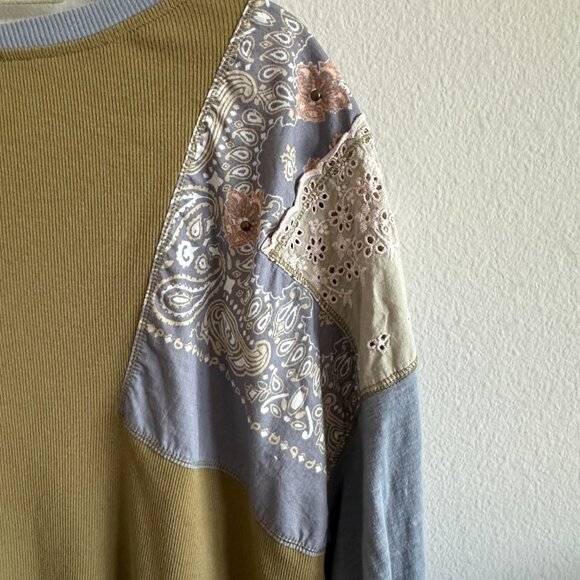 Free People We the Free Feelin It Tee Army Combo Long Sleeve Tops - Picture 7 of 12